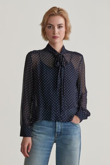 HALENKA GANT REG DOT PRINT BOW BLOUSE EVENING BLUE