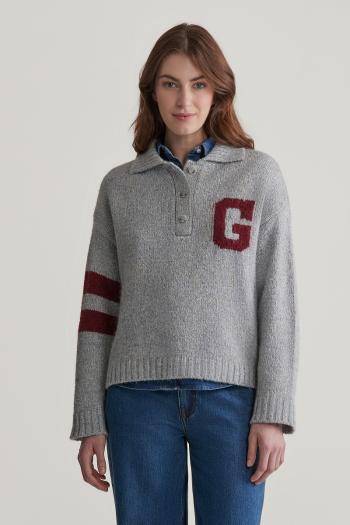 SVETR GANT G INTARSIA KNITTED POLO LIGHT GREY MELANGE