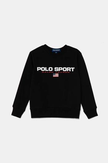 Dětská mikina Polo Ralph Lauren černá barva, s potiskem, 323962110002