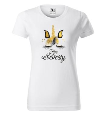 Tričko Tým nevěsty – unicorn (dámské) (Velikost: 2XL, Barva trička: Bílá)