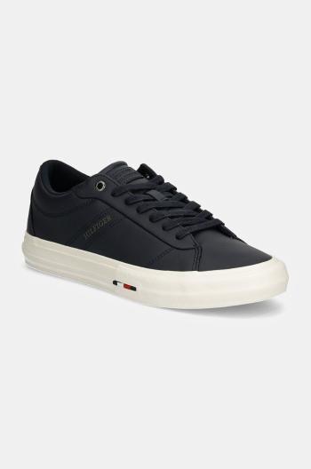 Kožené sneakers boty Tommy Hilfiger TH HI VULC STREET RWB LTH LOW tmavomodrá barva, FM0FM05201