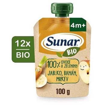 Sunar BIO ovocná kapsička jablko, banán, mrkev 12× 100 g (8592084415983)