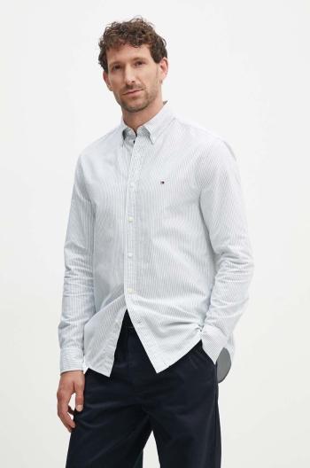 Bavlněná košile Tommy Hilfiger zelená barva, regular, s límečkem button-down, MW0MW36238