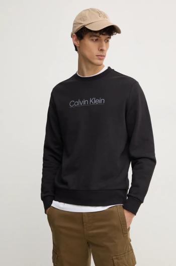 Bavlněná mikina Calvin Klein pánská, černá barva, s aplikací, K10K113573