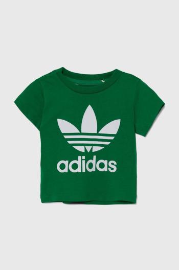 Bavlněné dětské tričko adidas Originals TREFOIL TEE zelená barva, s potiskem, IY4028