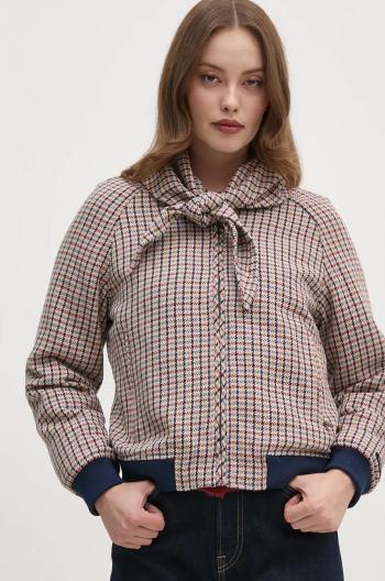 Bunda s příměsí vlny Pepe Jeans BRIDGET béžová barva, přechodná, oversize, PL402466