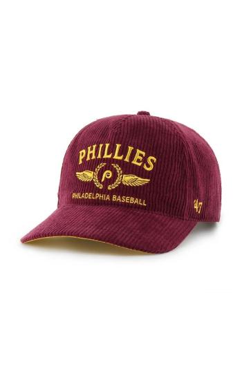 Manšestrová kšiltovka 47 brand MLB Philadelphia Phillies vínová barva, s aplikací, B-SKYLC19EWP-CA