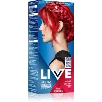 Schwarzkopf LIVE Ultra Brights or Pastel semi-permanentní barva na vlasy odstín 092 Pillar Box Red 50 ml