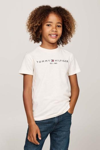 Dětské bavlněné tričko Tommy Hilfiger béžová barva, s potiskem, KS0KS00397