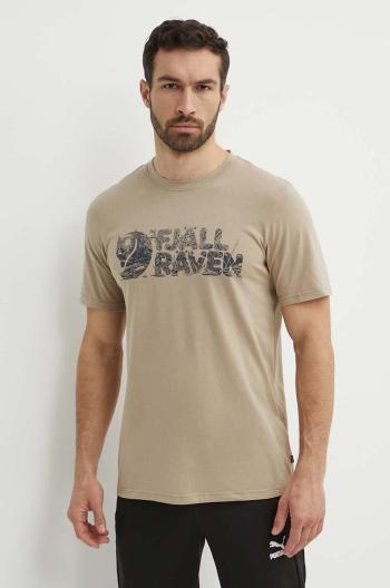 Tričko Fjallraven Lush Logo T-shirt béžová barva, s potiskem, F12600219