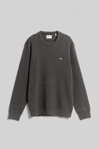 SVETR GANT TEXTURED COTTON C-NECK ANTRACIT MELANGE