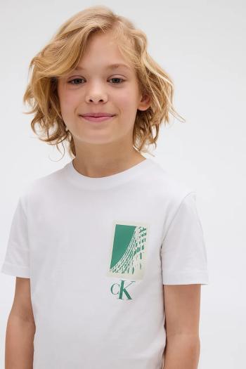 Bavlnené tričko Calvin Klein Jeans biela farba, s potlačou, IB0IB02532