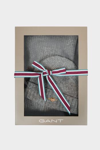 ČEPICE GANT D1. BEANIE SCARF GIFT BOX DARK GREY MELANGE