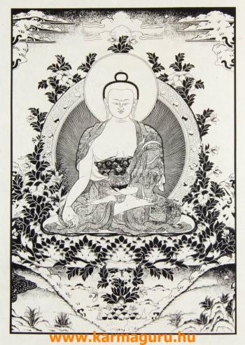 Gyógyító Buddha mártott papír (LOKTA) falikép- 51 x 76 cm