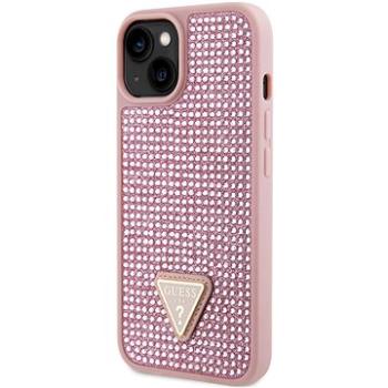 Guess Rhinestones Triangle Metal Logo Kryt pro iPhone 14 Pink (GUHCP14SHDGTPP)