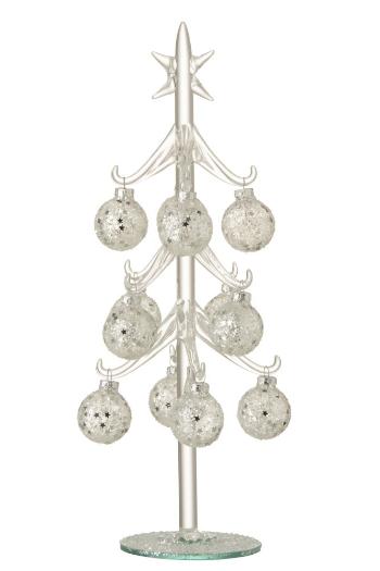 Skleněný stromek se stříbrnými koulemi Baubles Stars  – Ø 12*30 cm 6522