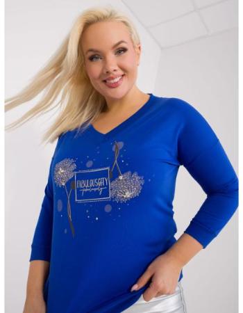 Dámská halenka plus size s aplikacemi DAM kobaltová  