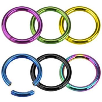 Piercing z ocele 316L - jednoduchý lesklý krúžok s titánovým povrchom - Rozmer: 1,2 mm x 8 mm, Farba: Fialová