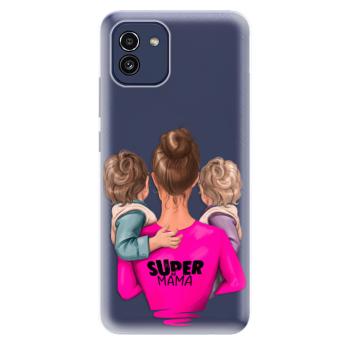 Odolné silikonové pouzdro iSaprio - Super Mama - Two Boys - Samsung Galaxy A03