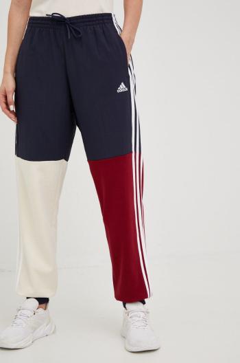 Tepláky adidas Essentials dámské, tmavomodrá barva, vzorované