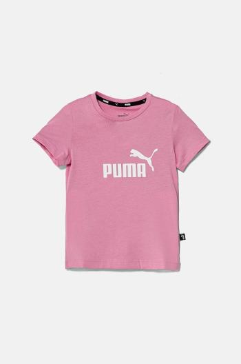 Dětské bavlněné tričko Puma růžová barva