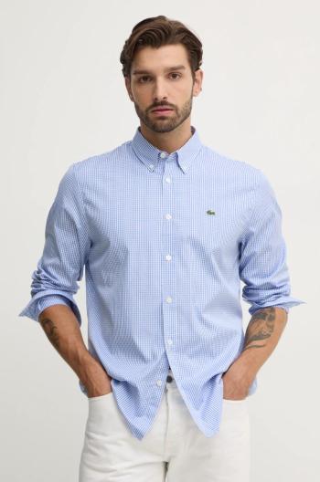 Bavlněná košile Lacoste modrá barva, regular, s límečkem button-down