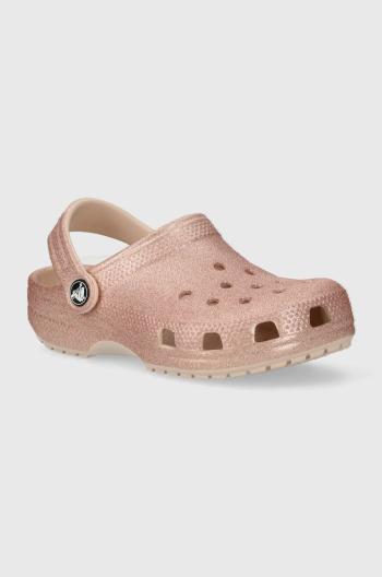 Dětské pantofle Crocs CLASSIC GLITTER CLOG růžová barva