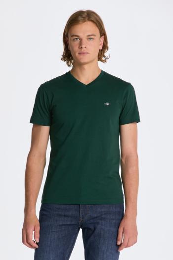 TRIČKO GANT SLIM SHIELD V-NECK T-SHIRT TARTAN GREEN