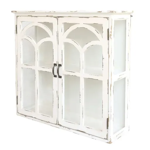 Krémová antik nástěnná dřevěná skříňka s dvířky Old Satin - 70*20*62 cm 41070819