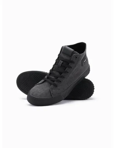 Pánské vysoké plátěné tenisky – černé V1 OM-FOTH-0186