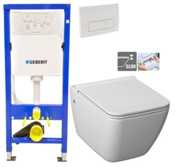 GEBERIT DuofixBasic s bílým tlačítkem DELTA51 + WC JIKA PURE + SEDÁTKO DURAPLAST 458.103.00.1 51BI PU1