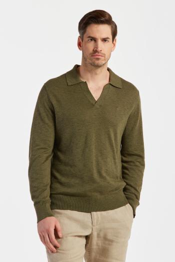 SVETR GANT COTTON LINEN POLO JUNIPER GREEN