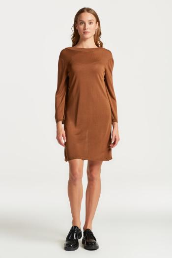 ŠATY GANT OPEN-BACK KNIT DRESS MAHOGANY BROWN