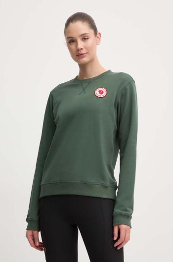 Bavlněná mikina Fjallraven 1960 Logo Badge Sweater dámská, zelená barva, s aplikací, F87230