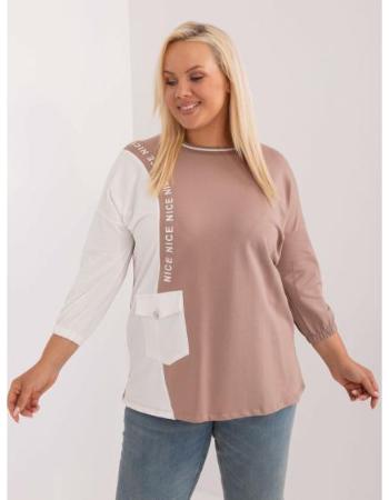 Dámská halenka plus size s kapsami tmavě béžová  