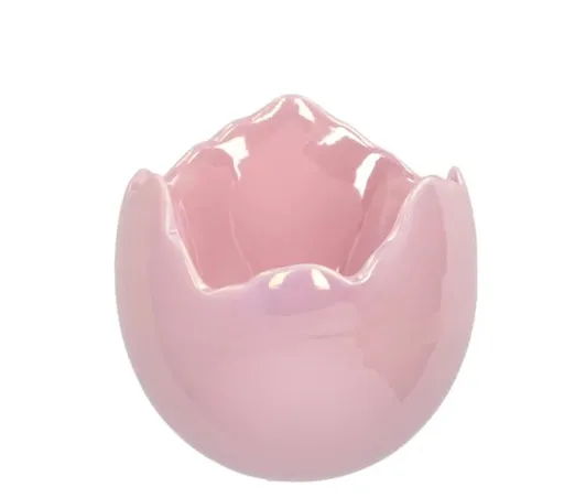 Růžová keramická miska květník ve tvaru skořápky - Ø  13*13 cm  241152