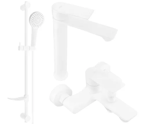 MEXEN/S Royo DF05 Set umyvadlové a vanové baterie s příslušenstvím, bílá 72213DF05-20