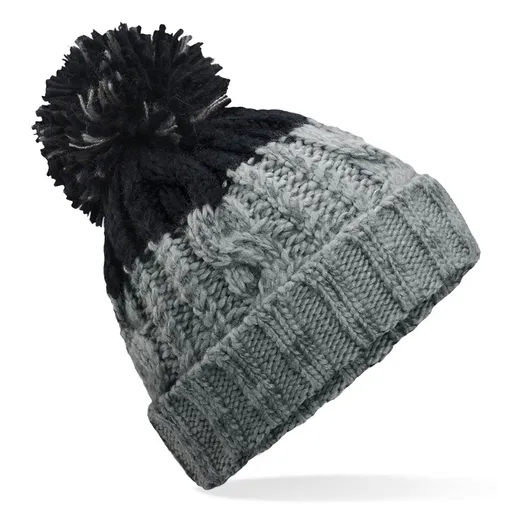Beechfield Dvoubarevná pletená čepice s bambulí - Světle šedá / černá
