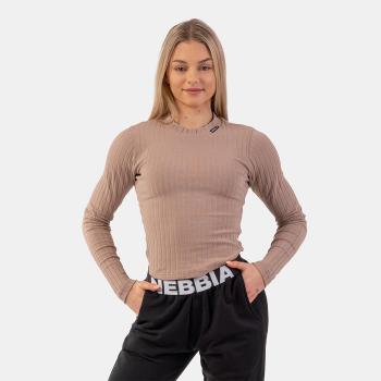 Ribbed Organic Cotton Brown női felső - NEBBIA