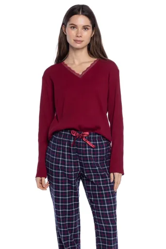 Dámské flanelové pyžamo MANUELLA M Bordó