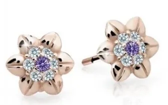 Cutie Jewellery Krásné dětské náušnice z růžového zlata C2202-30-X-4 fialová