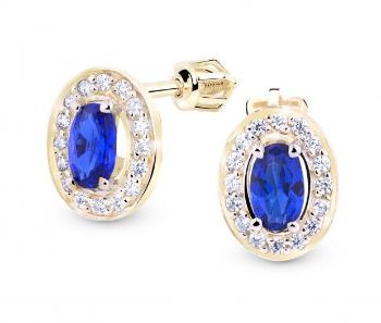 Cutie Jewellery Třpytivé zlaté náušnice se zirkony Z8049-30-X-1 modrá