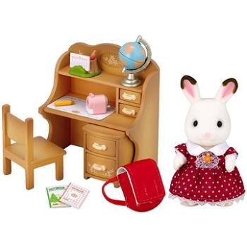 Sylvanian Families Nábytek chocolate králíků – sestra u psacího stolu se židlí (5054131050163)