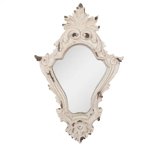 Bílé antik nástěnné zrcadlo s ornamenty Brocante - 27*5*42 cm Clayre & Eef