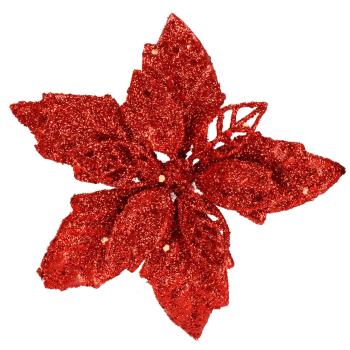 Springos Karácsonyi dekoráció - Mikulásvirág 13cm - piros