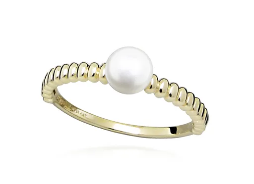 Silver Cat Něžný pozlacený prsten s pravou sladkovodní perlou SC578 60 mm