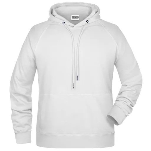 James & Nicholson (Daiber) Pánská mikina s kapucí z biobavlny 8024 - Bílá | M