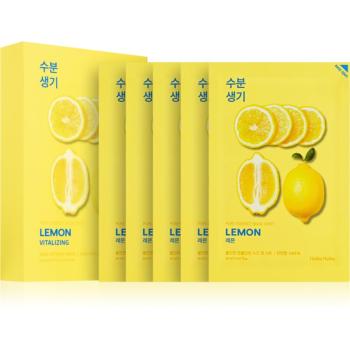 Holika Holika Pure Essence Lemon plátýnková maska se zjemňujícím a osvěžujícím účinkem s vitaminem C 5x20 ml