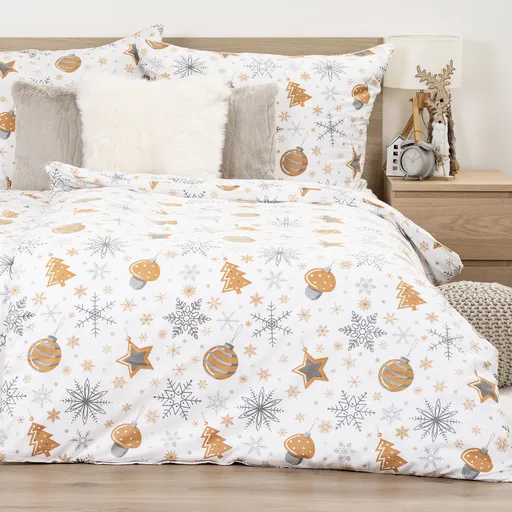 4Home Flanelové povlečení Golden Xmas Night, 140 x 200 cm, 70 x 90 cm