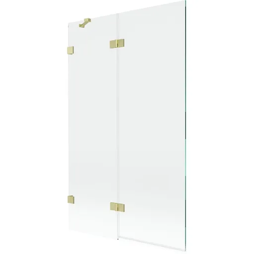 MEXEN/S Lunar vanová zástěna 2-křídlová levá 110 x 150, transparent, zlatá kartáčovaná 897-110-100-55-00-L